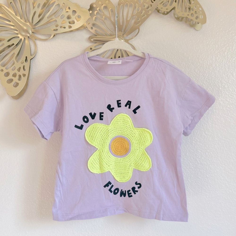 Zara “Love Real Flowers” Crochet Tee